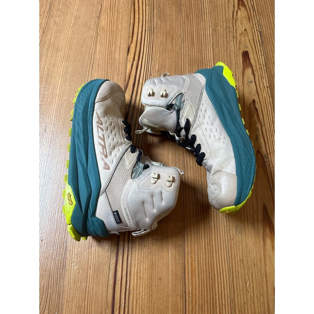 Altra Olympus 6 Hike Mid GTX Mens Tan Teal Hiking Boots SIZE‎ 9.5